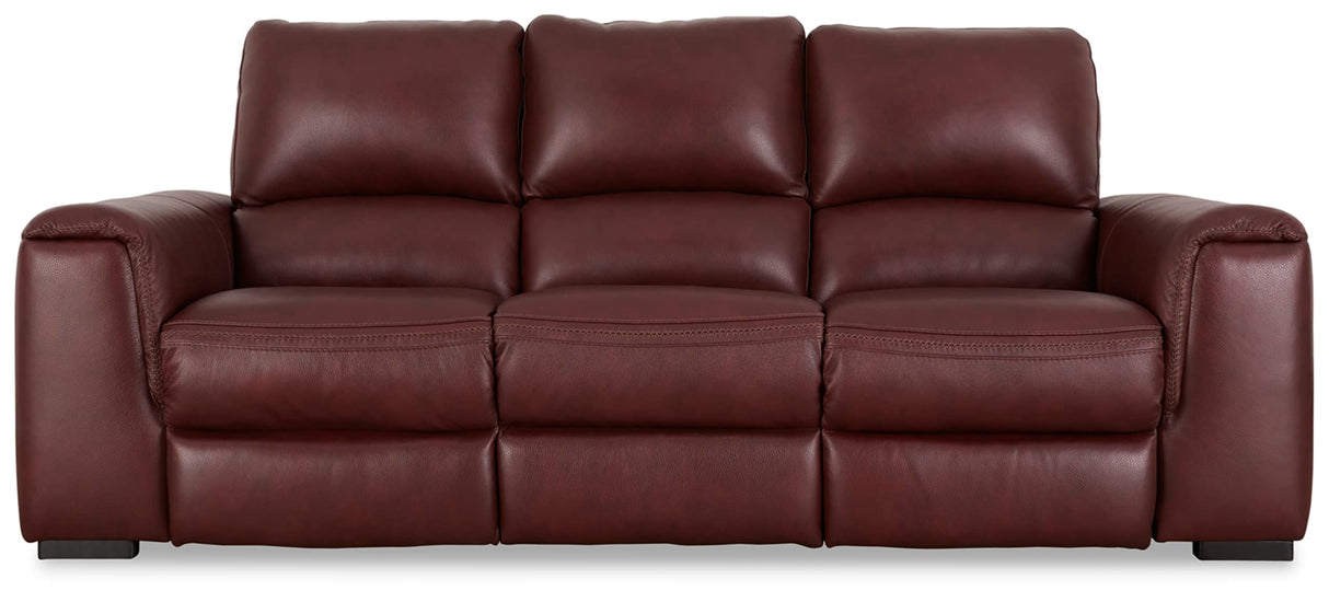 Signature Design by Ashley Alessandro Contemporary Leather Power Reclining Sofa with Adjustable Headrest, Red Signature Design by Ashley