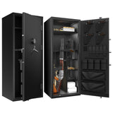 Large Rifle Safe, 30 Gun Safe for Rifle and Shotgun/Rifle Pistol Rack/Storage Pocket/Removable Shelf/Silent Mode/External Battery/LED/Key,180° Open Door Panel Organizer Gun Cabinet Safe Unassembled TTSITG