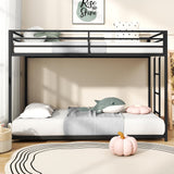 Zevemomo Twin Over Twin Bunk Bed, Metal Low Profile Bunkbeds with Full-Length Guardrail and Ladder, Space Saving, No Boxing Spring Needed, Black Zevemomo