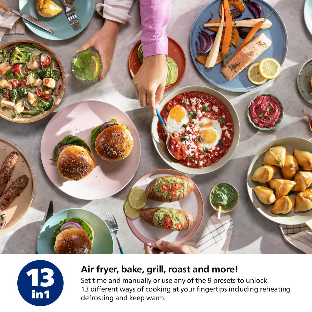 Philips 2000 Series Airfryer - 4.4 qt (4.2 l) Pan, 13 Cooking Functions, RapidAir Technology, Healthy Cooking with 90% Less Fat, Efficient & Fast (NA220/00) Philips Kitchen Appliances