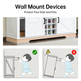 Winlice Buffet Cabinet w/Storage, Large 54" Farmhouse Wine & Coffee Bar Cabinet w/Sliding Barn Doors, Wine Rack, Rustic Large Buffet Sideboard w/3 Drawers for Living, Dining Room, White Winlice