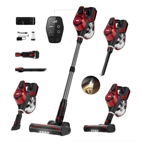Cordless Vacuum Cleaner, 30Kpa Home Stick Vacuum, Smart Display & 1.5L Dust Cup, 55mins Max Runtime, Rechargeable Lightweight Handheld Vavuum for Pet Hair/Carpet/Hardwood Floor/Car Curvymoontech