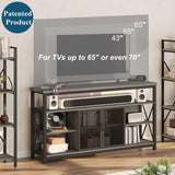 BON AUGURE Tall TV Stand for TVs up to 65 Inch, Industrial Entertainment Center with Storage Cabinet, Rustic Wood Media Console Table for Living Room and Bedroom (32 Inch High, Grey Oak) BON AUGURE