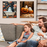 4 Pack Ghost Paint by Numbers Kit for Adults with Frame,Halloween Paint by Number with Wooden Easel DIY Landscape Adult Paint by Number Kits for Home Decor 9x12inch Kaixine