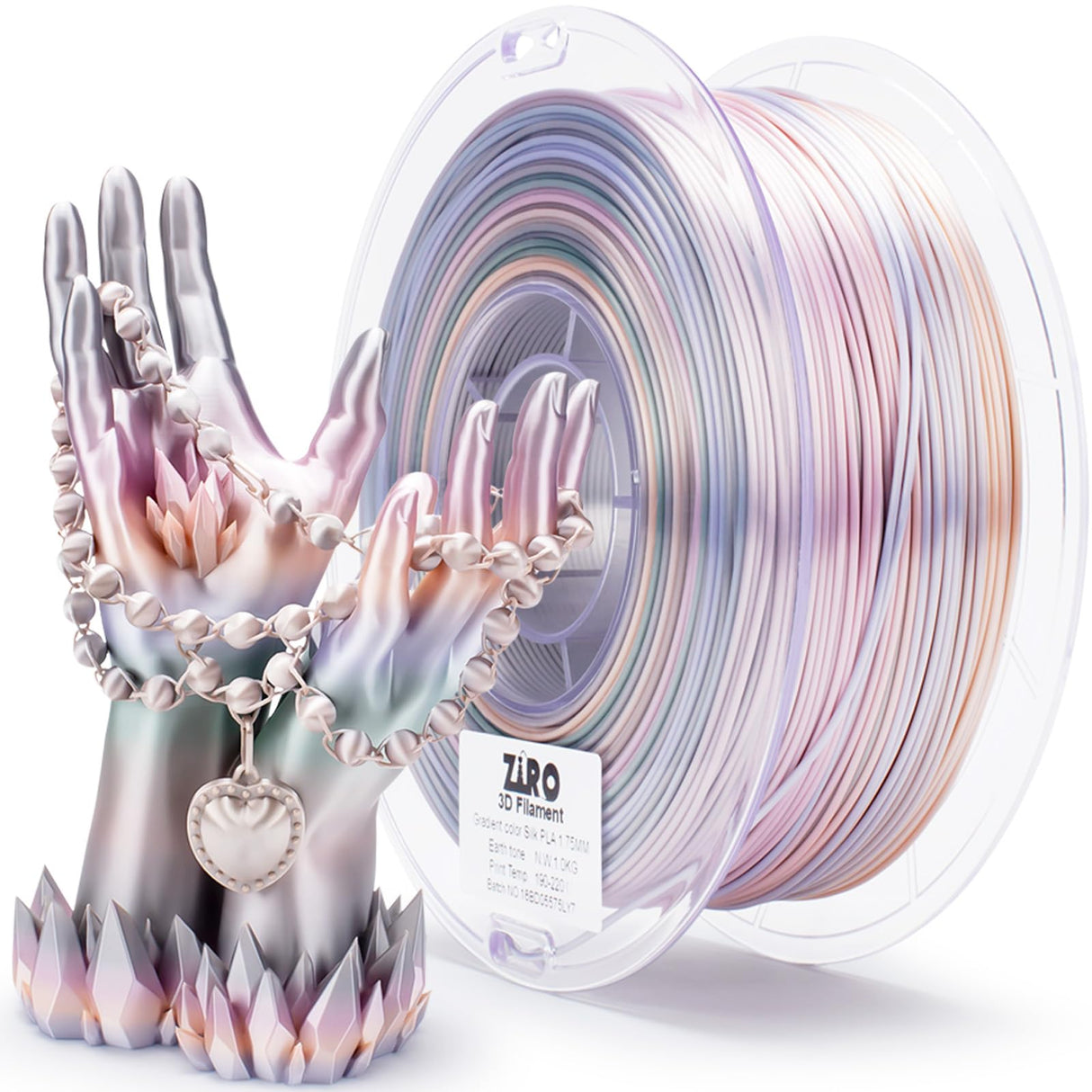 ZIRO 3D Printer Filament, Shiny PLA Fast Gradient Color Change, Glossy Color Change by Length PLA, Fit Most FDM 3D Printers, Dimensional Accuracy +/-0.03mm, 1KG/2.2lb Spool, Earth Tone(Silk) ZIRO