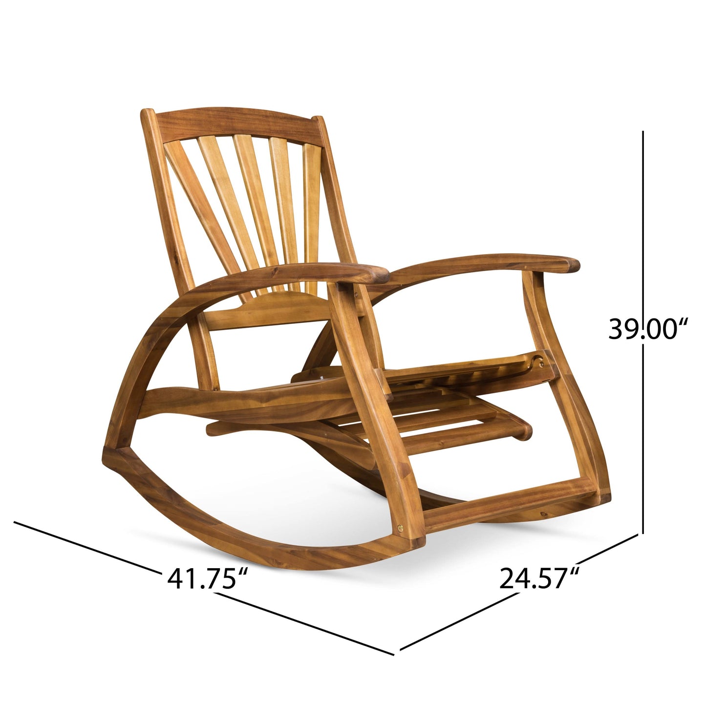 Christopher Knight Home Alva Outdoor Acacia Wood Rocking Chair with Footrest, Teak Finish - WoodArtSupply