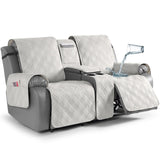 TAOCOCO Loveseat Recliner Cover with Console, Non-Slip Split Reclining Pet Cover for Dual Loveseat Recliner, Furniture Protector with Elastic Straps (2 Seater, Off White) TAOCOCO