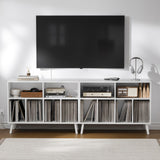 Cozy Castle Record Player Stand, Turntables Stand with Charging Station and Vinyl Record Storage Holds up to 350 Albums, Record Stand Table for Living Room, Office, White Cozy Castle