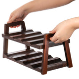 Peohud Acacia Wood Countertop Wine Rack, 8 Bottles Wooden Wine Holder Stand, 2 Tier Free Standing Wine Storage Display Shelf for Home Kitchen Bar Table Top Cabinet Pantry Wine Cellar Basement Peohud