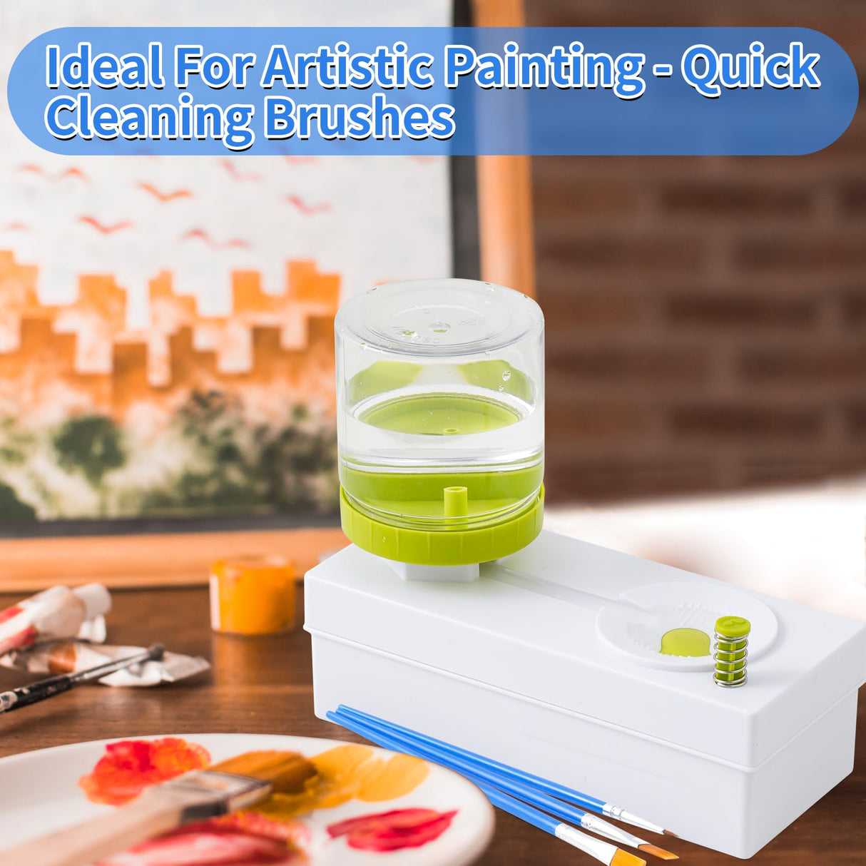 Paint Brush Cleaner Brush Rinser with Drain Water Circulation Paintbrush Scrubber Cleaner Rinser Cup for Acrylic, Watercolor, Oil and Water-Based Paints Art Supplies Paint Brush Cleaner Tool Sigilyer