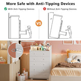 Furnulem Tall Chest of Drawers for Bedroom,5 Drawer Dresser with Charging Station and LED Light,Wood Deep Slide Drawer for Clothes,Blanket in Living Room, Closet,Entryway,White Dresser Furnulem