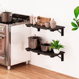 TEAMIX Wall Mounted Folding Table, Black Floating Desk for Small Spaces, Drop Leaf Dining Table for Kitchen Fold Down Laundry Shelf with Heavy-Duty Brackets TEAMIX