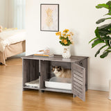 HOOBRO Cat Litter Box Enclosure, Hidden Cat Litter Box Furniture with Louvered Door, Spacious Hidden Cat Washroom with Divider, Cat Furniture Cabinet, 31.5" L x 17.7" W x 18.1" H, Greige BG07MW01 HOOBRO