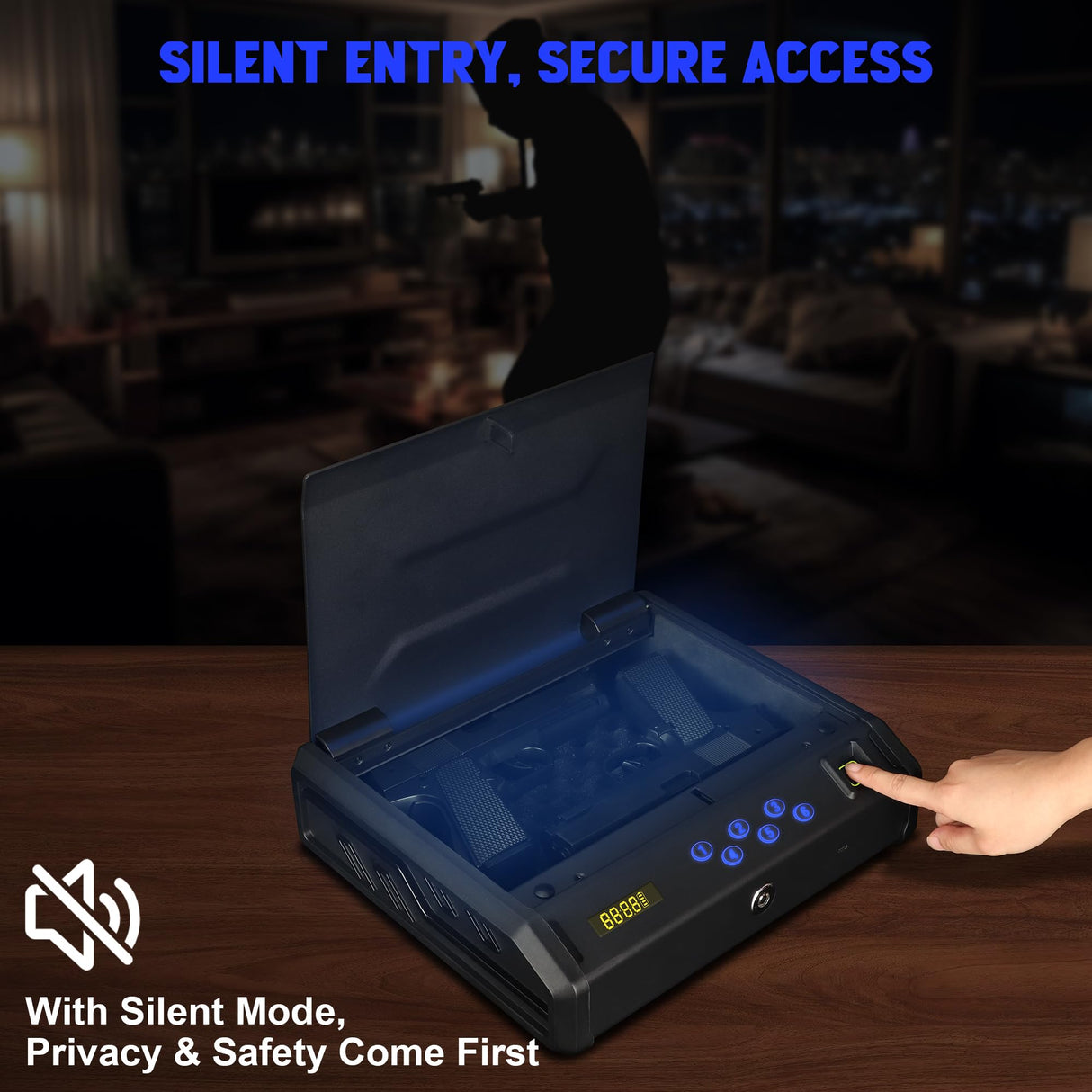 Gun Safe, Biometric Gun Safes for Handgun with 3 Ways Unlock Safe Fingerprint Digital PIN Key Fingerprint Quick Access Pistol Safe for Car Nightstand Living Room StormRift