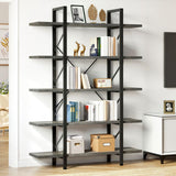 DWVO 5-Tier Bookshelf, 70.9" Tall Bookshelves Vintage BookCases with 5 Shelves Display Storage Shelves for Home Office, Living Room, Charcoal Gray DWVO