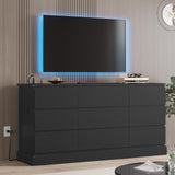 Hasuit Modern Black Dresser for Bedroom with 9 Drawers, 61.4"Wide Dressers Chest of Drawer with Large Capacity Storage, Long Dresser TV Stand with Power Outlets, Sturdy Storage Cabinet for Living Room Hasuit
