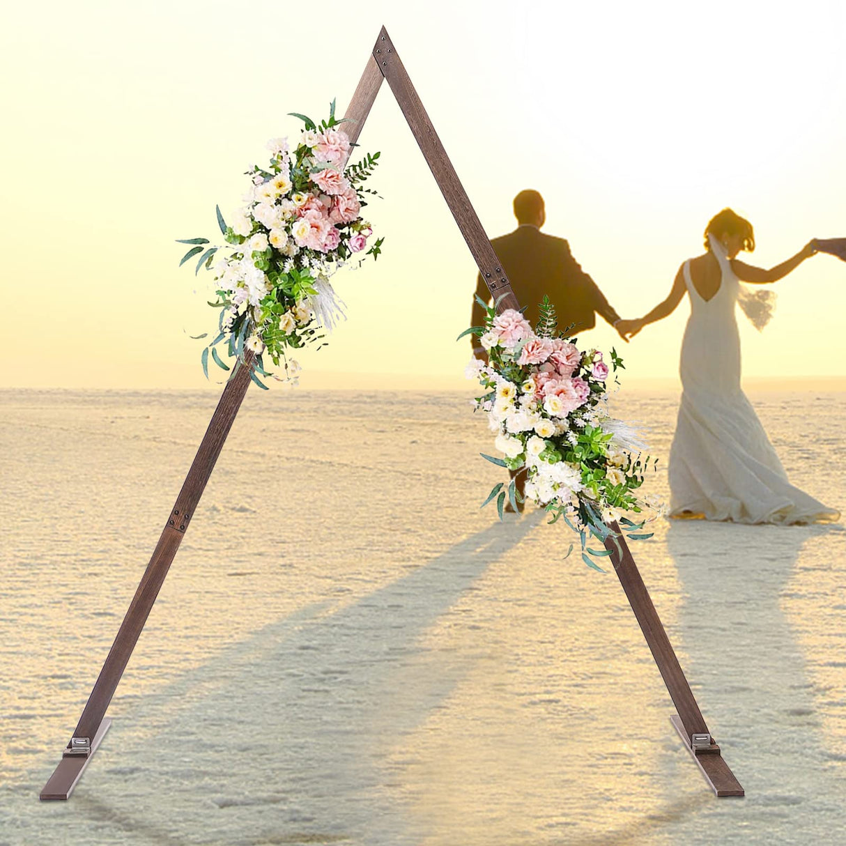 8.2Ft Wood Wedding Arch Triangle Backdrop Arch Stand for Wedding Ceremony Rustic Wooden Wedding Arch Frame Decor Balloon Frame Arbor for Garden Wedding Parties Ongniong