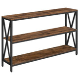 MAHANCRIS 55" Sofa Table, Industrial Console Table, 3-Tier Narrow Side Table with Open Shelves, Foyer Table for Entryway, Hallway, Kitchen, Living Room and Bedroom, Rustic Brown CTHR80401 MAHANCRIS