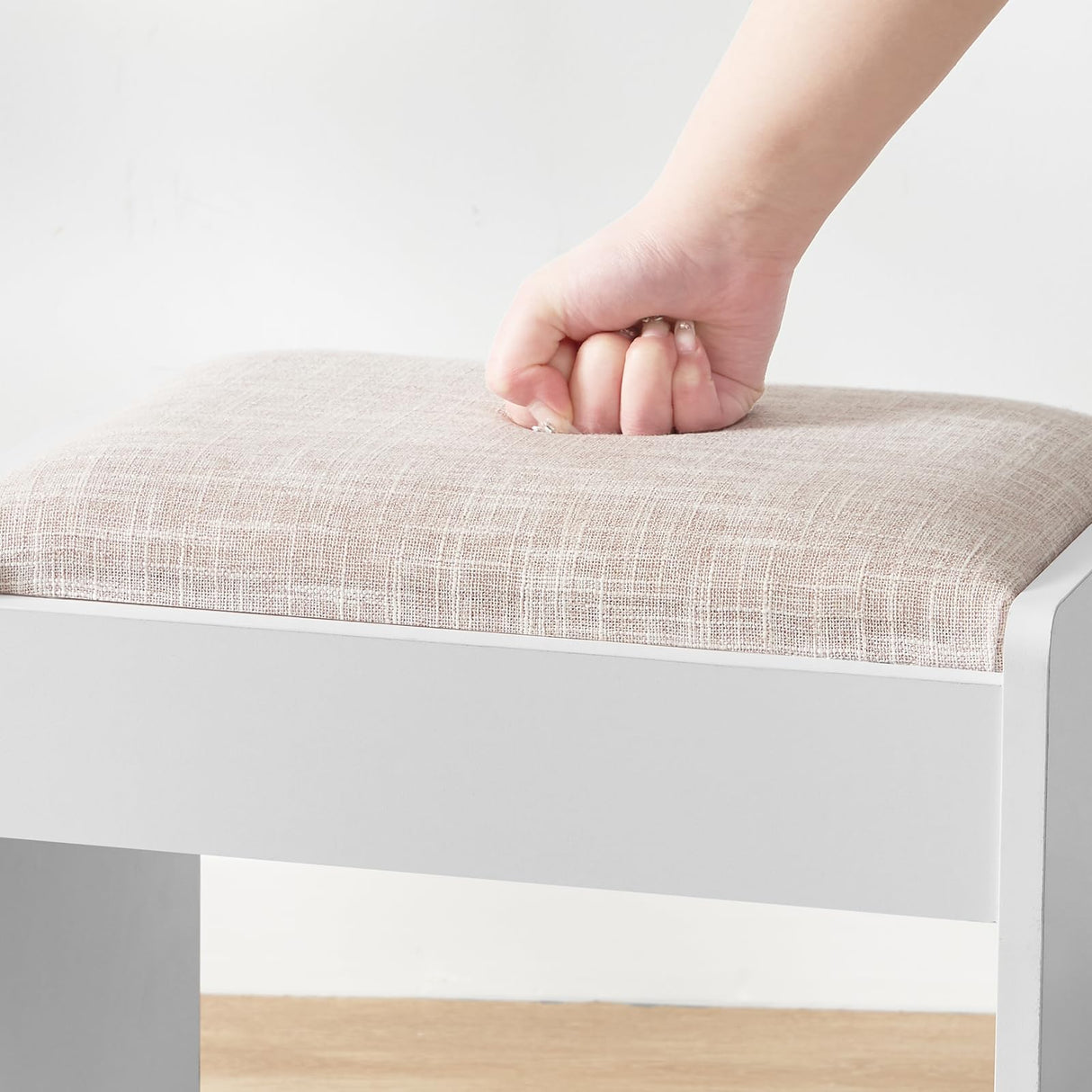 FIONESO Vanity Desk with Mirror & Lights, Makeup Vanity with 6 Drawers, 6 Open Shelves and Power Outlet, 48” Storage Makeup Vanity Desk with Stool Bench for Women, Girls, Bedroom, White FIONESO