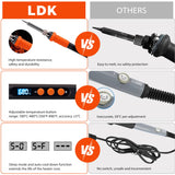 LDK Soldering Iron Kit, 100W Digital Soldering Iron Cautin for Electronics, Soldering Iron Pen Soldering Gun Jewelry Welding Kit with 5pcs Tips, Stand, Solder, Solder Paste, Solder Sucker, Tweezers LDK