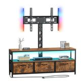 JUSTOGO TV Stand with Mount and Power Outlet, TV Stand with Drawers Storage for Living Room Bedroom, LED Entertainment Center for 45/55/60/65 inch TVs, Height Adjustable Media Console, Rustic JUSTOGO