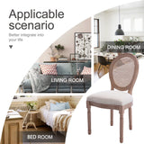 Virabit French Dining Chairs Set of 6, Rattan Farmhouse Upholstered Dining Chairs with Curved Backrest and Beautifully Carved Solid WoodFrame for Living Room, Kitchen, Restaurant Virabit