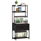 Herture 20-29 Gallon Fish Tank Stand, Aquarium Stand with 2 Shelves and Cabinet Accessories Storage, for 20 Gallon Long Aquarium, Metal Frame 32.28" L*16.53" W PG03YGB Herture