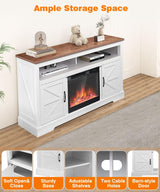 Cowsar 60" Fireplace TV Stand Mantel Wood Surround Firebox, Freestanding Fireplace Heater, Adjustable Led Flame, Remote Control, 750W-1500W, White COWSAR