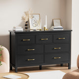 LYNSOM Black Dresser for Bedroom, 7 Drawer Dresser with Metal Handles, Modern Wood Chest of Drawers for Living Room, Entryway and Hallway LYNSOM