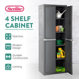 Sterilite 2-Pack Storage Cabinet, Garage, Pantry & Kitchen Closet, 4 Shelves, Gray Sterilite