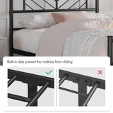 Yaheetech Twin Size Platform Bed Frame with Arrow Design Headboard, 13 Inches Metal Mattress Foundation for Storage, No Box Spring Needed, Easy Assembly, Modern, Black Yaheetech
