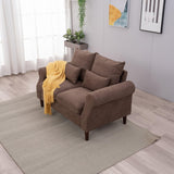 Panana Modern Sofa 54.5" Loveseat Couch with Cushion Back and Arms, 2 Seater Sold Wood Legs Sofa (Brown Linen, Rolled arm) Panana