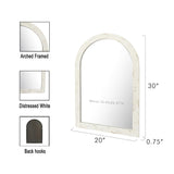 eodme Farmhouse Arched Wall Mirror, White Distressed Wood Mirror, Decorative Mirror for Bathroom Living Room Bedroom Entryway, 20''×30'' eodme