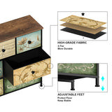 Tohomeor Dresser with Drawers for Bedroom Chest of Drawers Fabric Dresser for Closet,Nursery Entryway Hall Tree TV Stand for Living Room Retro Floral Pattern Drawers Wooden Top (7 Drawers) Tohomeor