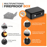 EDMUED Fireproof Document Box with Combination Lock, Fireproof Water Resistant Hard Case Safe Box for Important Documents Certificates Laptop Passports (Black) EDMUED