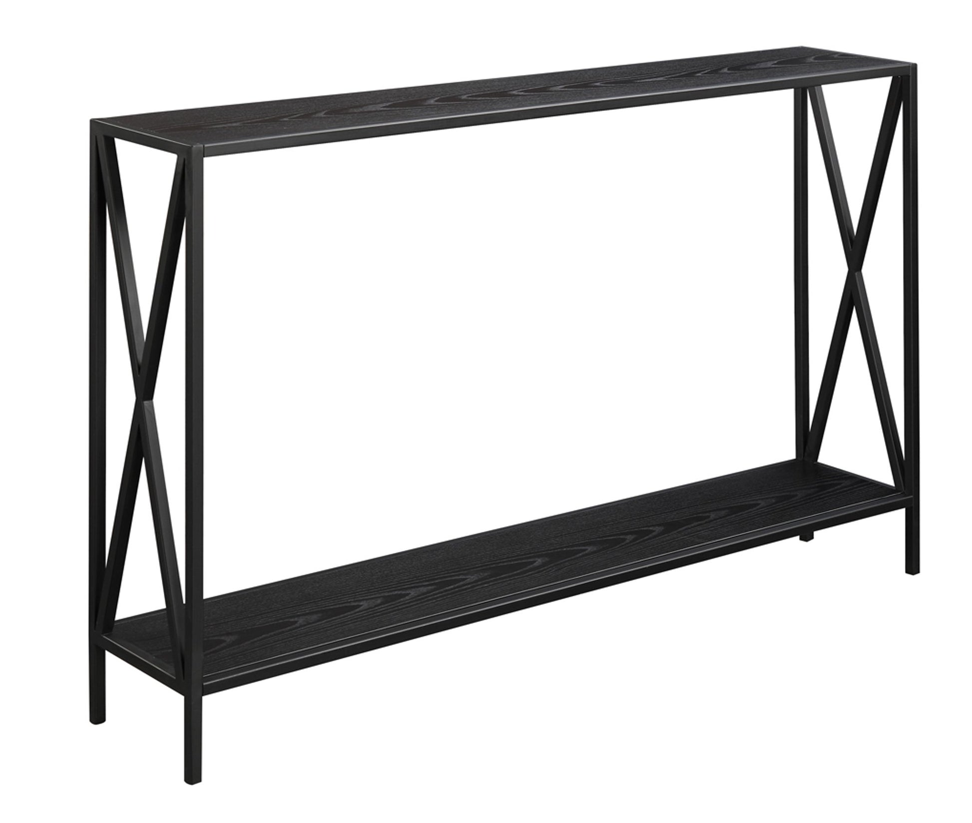 Convenience Concepts Tucson Console Table 47.25" - Modern Sofa Table with Storage Shelf, Entryway Hall Table for Living Room, Black - WoodArtSupply