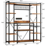 IRONCK Large Bakers Rack with Power Outlet, 62 Inch Wide Microwave Stand, Coffee Bar with Storage, Kitchen Racks and Shelves IRONCK