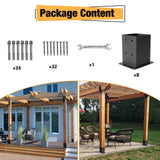 ICokin 4×4 Post Base 8 Pcs,Deck Post Brackets,Inner Size (3.6"x3.6“）Heavy Duty Powder-Coated Steel Post Bracket Fit for Outdoor Pavilion, Deck Railing ,Support Deck Base Plate,Pergola ICokin
