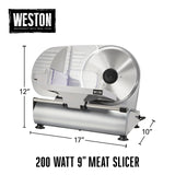 Weston Electric Meat Cutting Machine, Deli & Food Slicer, Adjustable Slice Thickness, Non-Slip Suction Feet, Removable 9" Stainless Steel Blade, Easy to Clean Weston