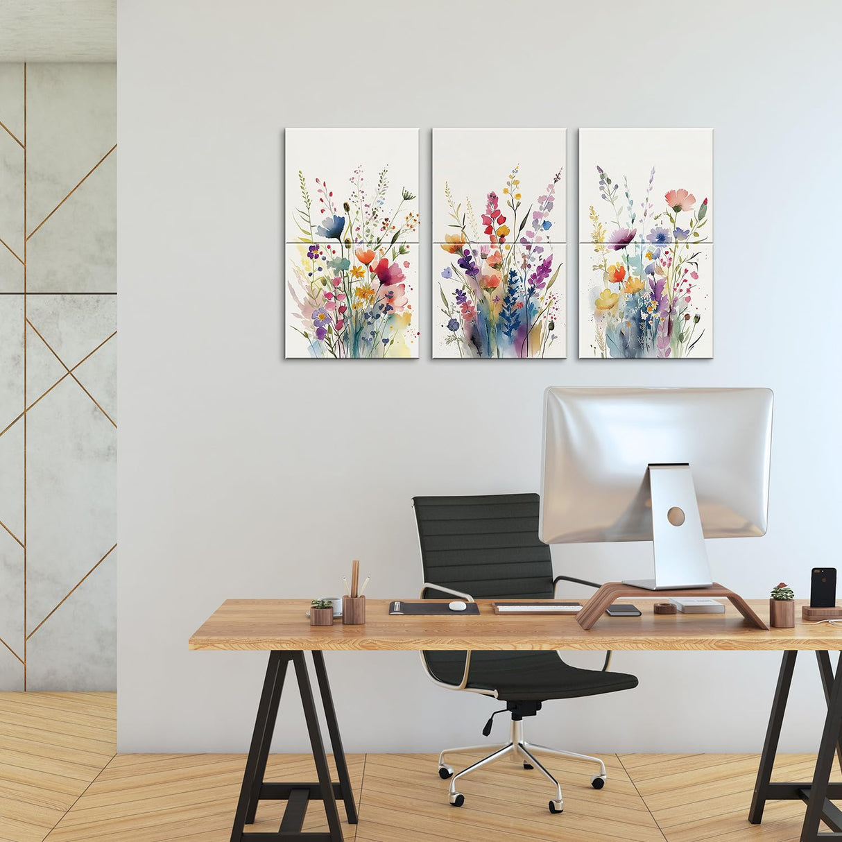 JBER Art Acoustic Panels, 6 Pack Self-Adhesive Large Wall Art Paintings for Wall Decoration, Sound Absorbing Panels for Recording Studio, Living room, Bathroom, 47.2" x 27" (Wild Flowers) JBER