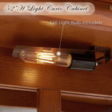 CKEASEAN Lighted Curio Cabinet, 52" H Glass Display Cabinet with Adjustable Shelves, China Cabinet with Tempered Glass Doors for Living Room, Light Blub Included (Dark Oak) CKEASEAN