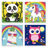 MXJSUA 4 Pack Cute Cartoon Animals Paint by Numbers Kit with Framed Canvas for Ages 6-12 Kids, Paint by Numbers Kits for Children Beginners, Acrylic Oil Painting for Home Wall Decor Gift (8x8 inch) MXJSUA