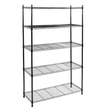 Elevon 5-Tier Storage Shelves, Adjustable Metal Wire Shelving Unit with Leveling Feet Heavy Duty Pantry Shelves Organizer Rack for Kitchen Garage Laundry Office Warehouse, 35"L x13.4"W x64.3"H, Black Elevon