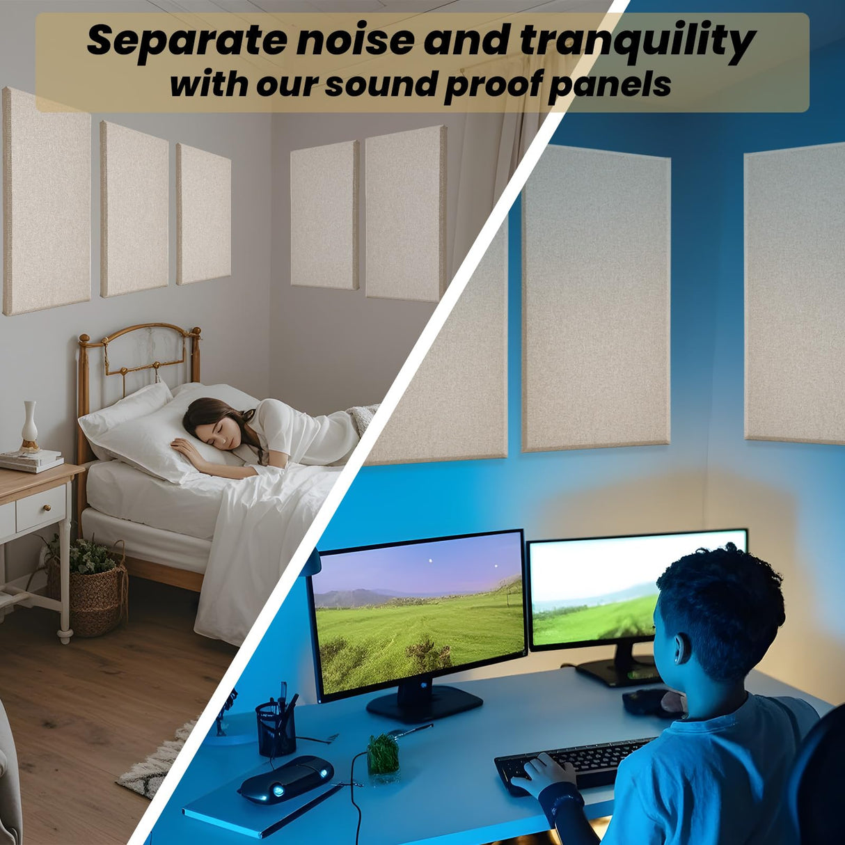 6 PCS Acoustic Panels, Large Soundproof Wall Panels, Professional Fiberglass Sound Absorbing Panels, 23.6x11.8 Inches Sound Proof Foam Panels for Walls, Studio Home Offices Lakexus