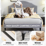 PayLessHere Queen Size Upholstered Platform Bed Frame Fully Upholstered with Fabric Headboard, Wooden Slats, No Box Spring Needed, Non-Slip & Noise-Free Design PayLessHere