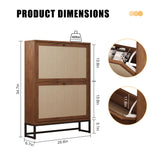 AVZEAR Freestanding Shoe Organizer with 2 Flip Drawer Doors, Entryway & Closet Shoe Storage, Linen Doors, Walnut AVZEAR