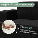 Apicizon 89" Black Couch, Comfy Couch Clound Couch 3 Seater Sofa for Living Room, Dark Grey Sofa Couch Modern Couches with Removerable Cover for Bedroom, Chenille Apicizon