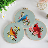 Louise Maelys 3 Sets Bird Embroidery Kits for Beginners,Adults Starter Flower Pattern Cross Stitch Kit DIY Needlepoint Kits with Embroidery Instructions Louise Maelys