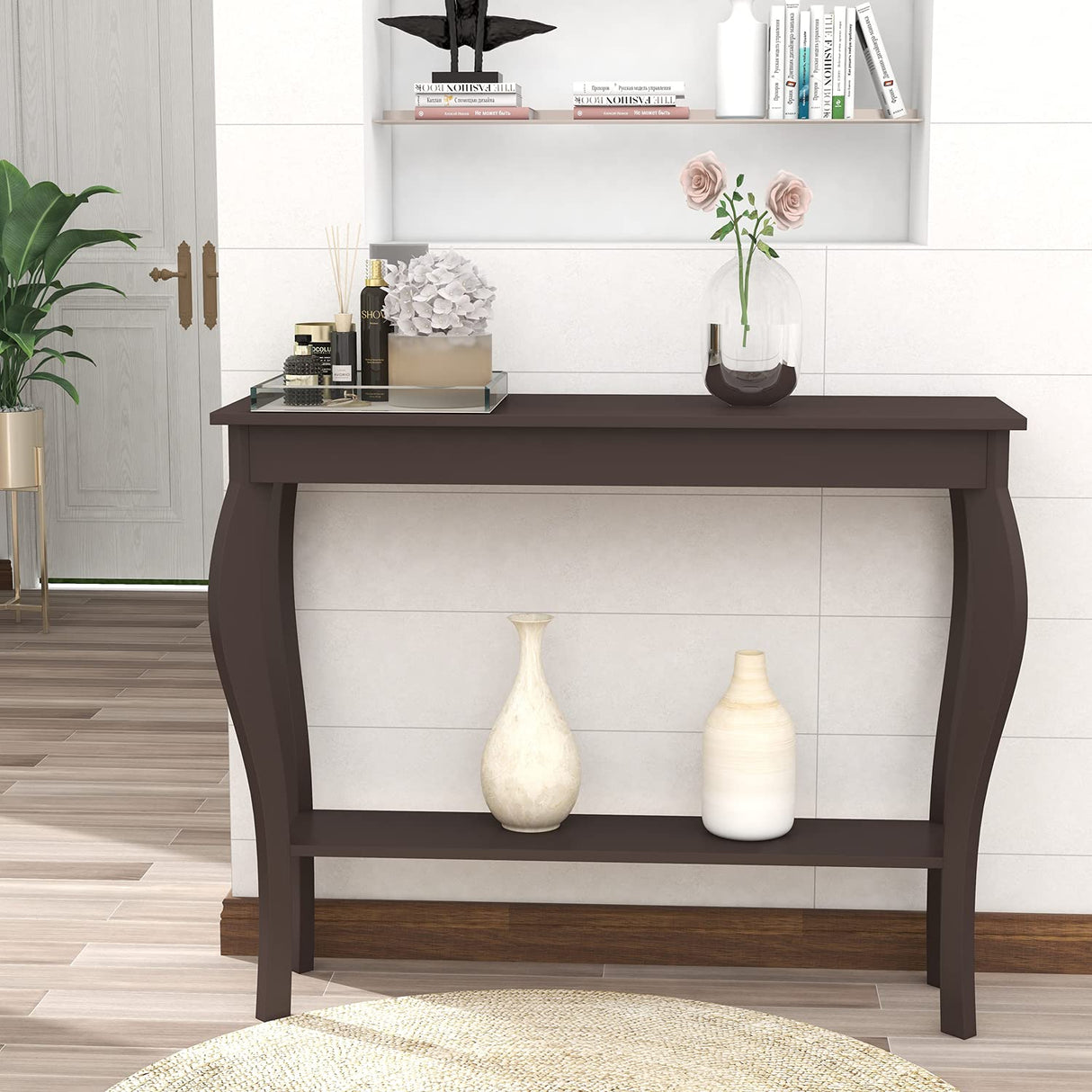 ChooChoo Narrow Console Table, Chic Accent Sofa Table, Entryway Table, Espresso ChooChoo