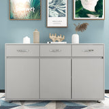 GLCHQ Storage Drawer File Cabinet Side Cabinet Entryway Console Side Tables with Three Drawers and Three Doors for Office or Kitchen Room (Three Doors, Grey) GLCHQ